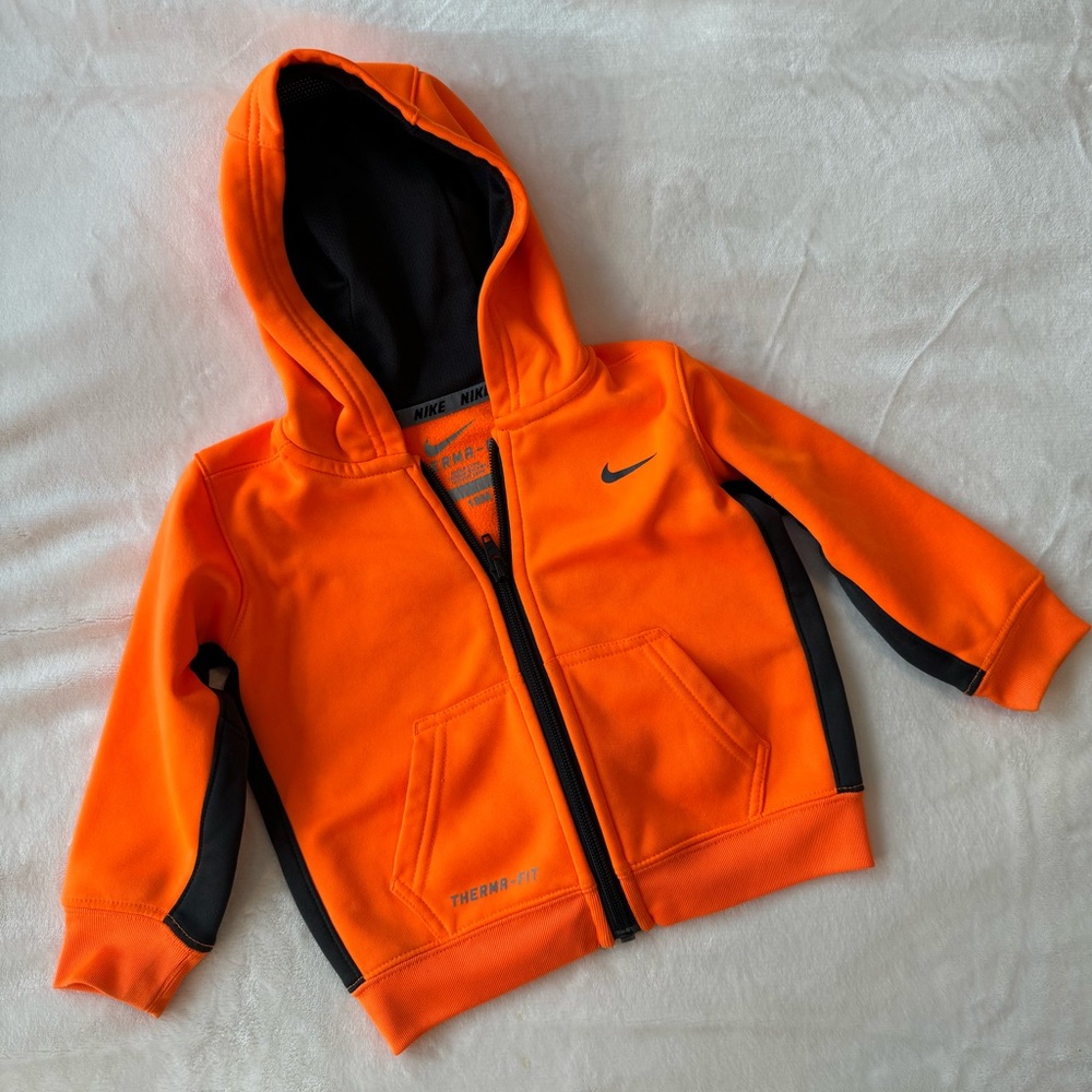 Nike Infants Hoodie Jacket Hooded Zip-up Therma-Fit Orange Size 18-Months - Picture 2 of 8
